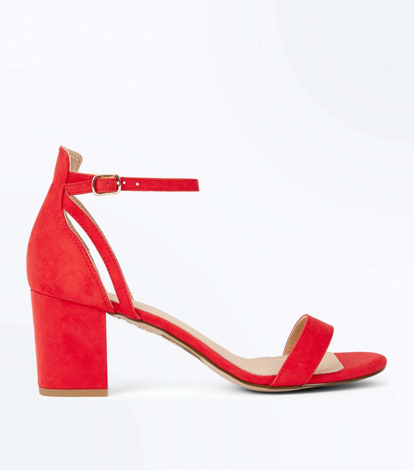 Red Comfort Flex Suedette Block Heel Sandals