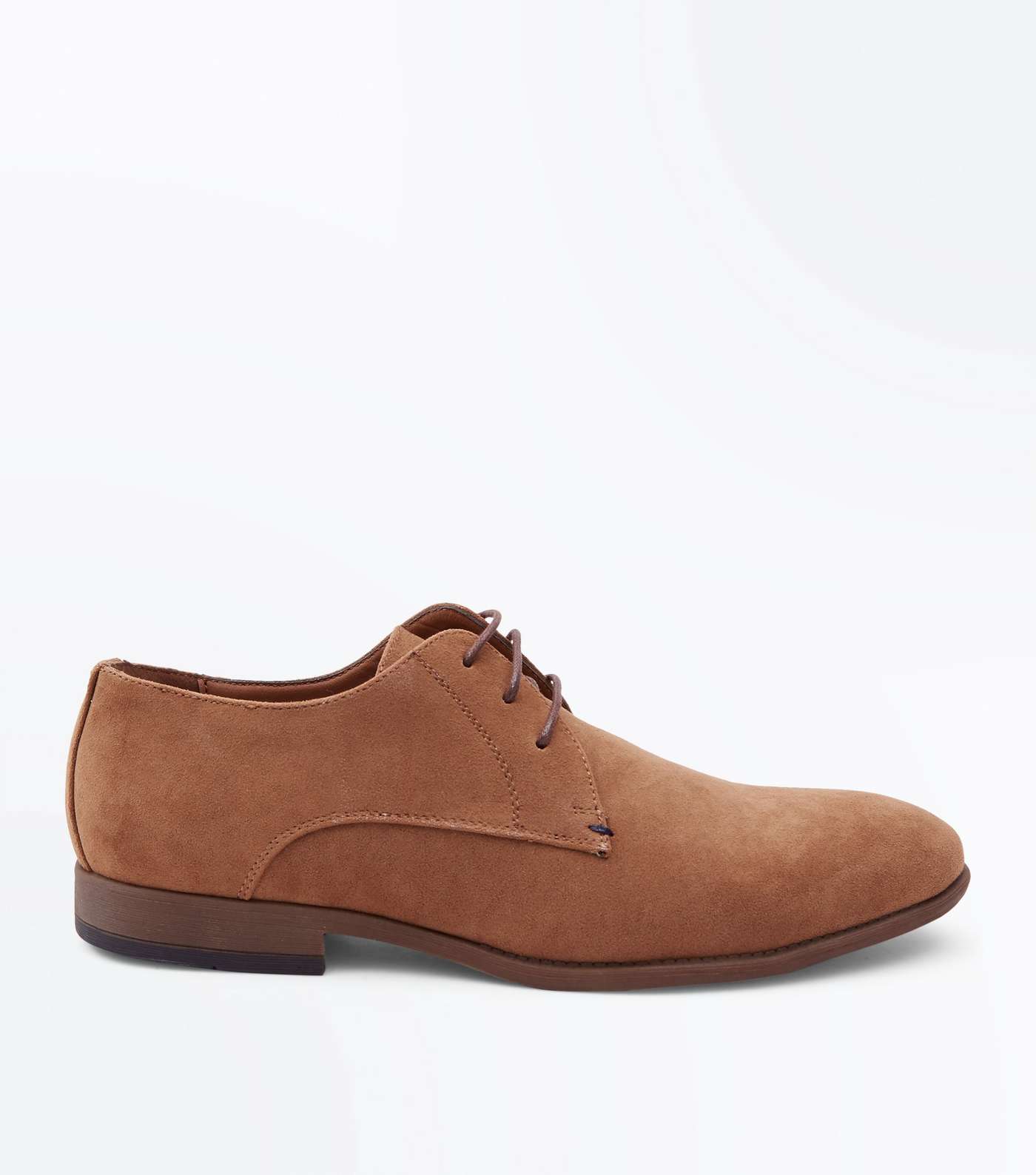 Brown Faux Suede Stitch Side Derby Shoes