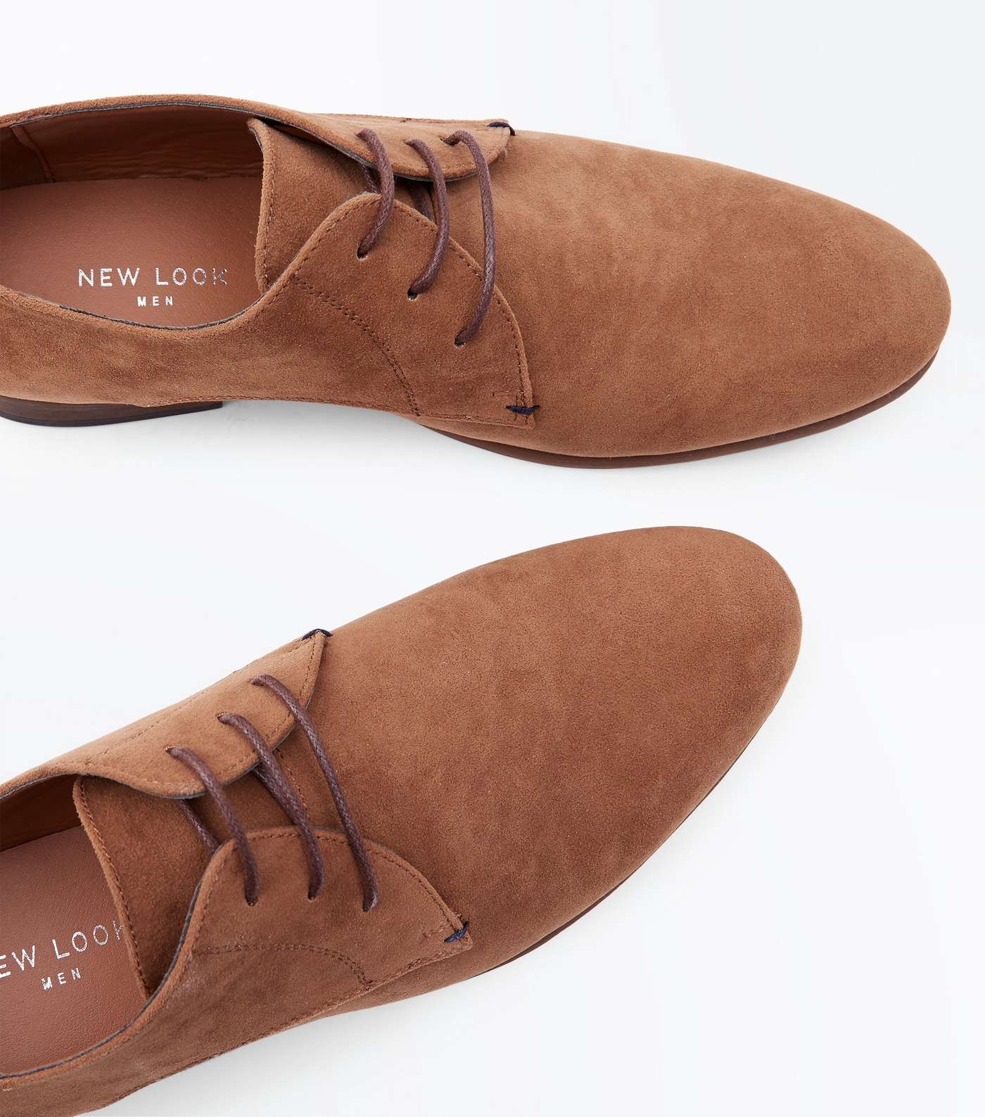 Brown Faux Suede Stitch Side Derby Shoes Image 3