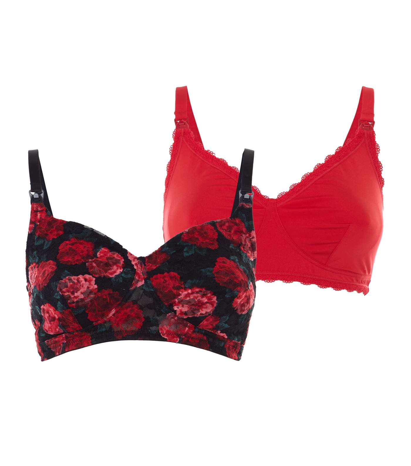 Maternity 2 Pack Red Floral Lace Bras