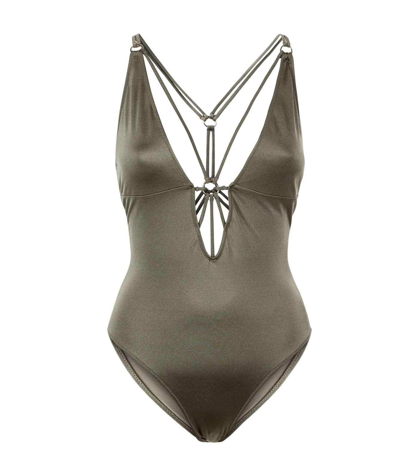 Khaki Ring Strappy Swimsuit  Image 3
