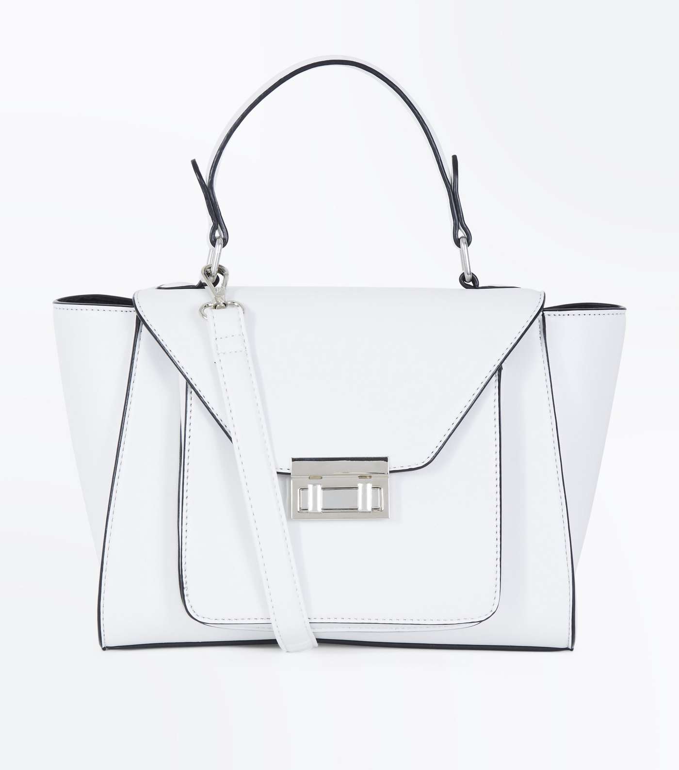 White Twist Front Top Handle Bag