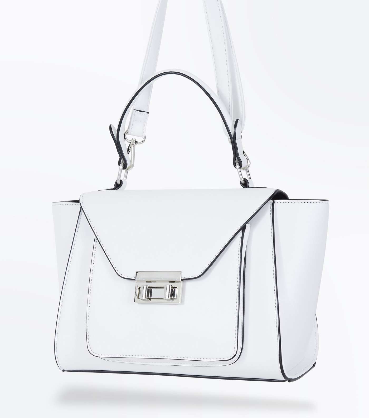 White Twist Front Top Handle Bag Image 3