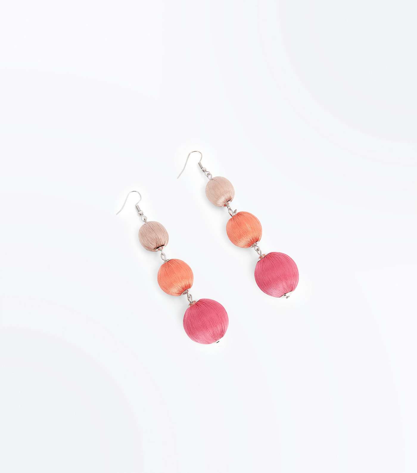 Orange and Pink Wrapped Orb Drop Earrings