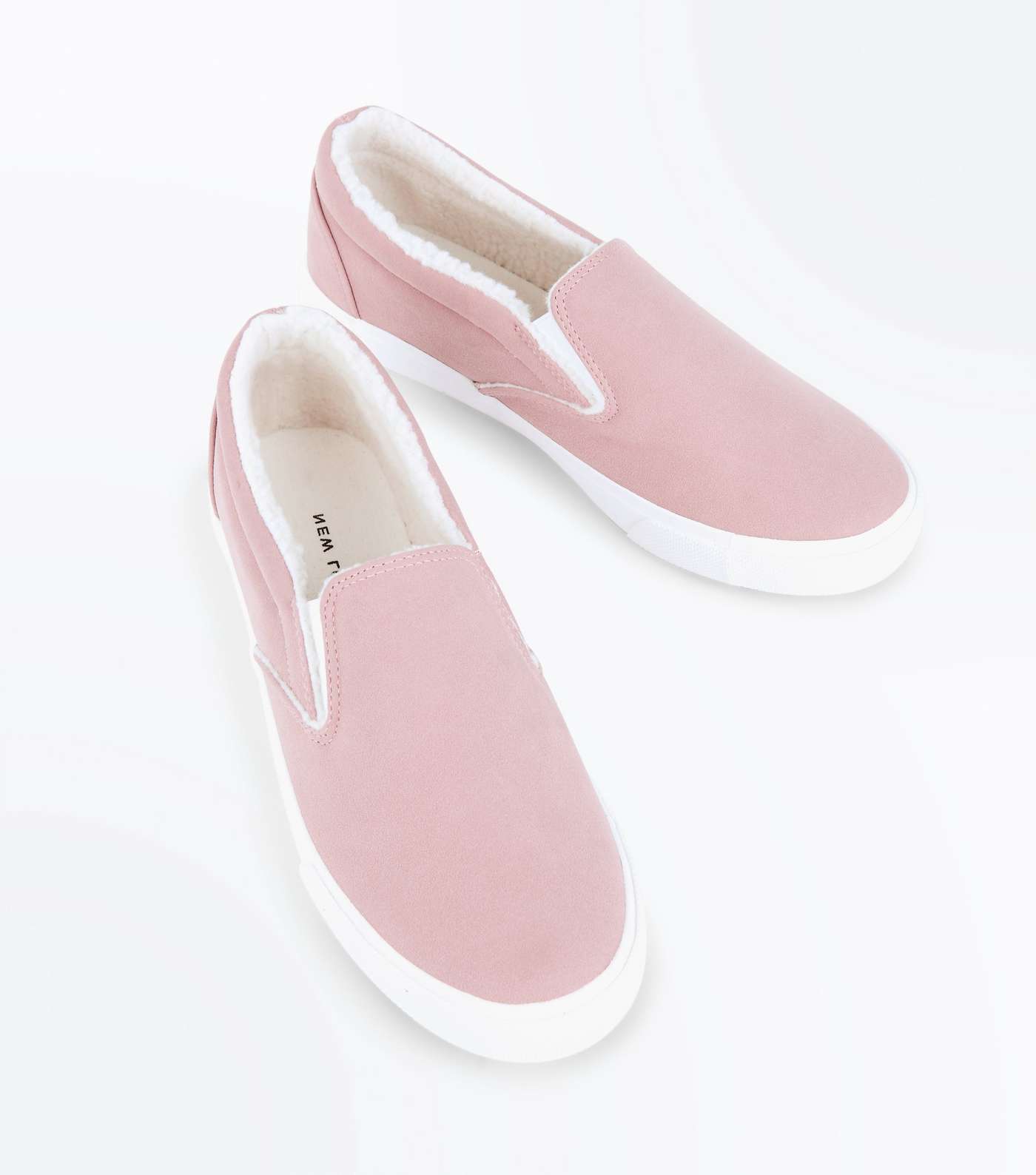 Pink Faux Shearling Lined Slip On Trainers Image 3