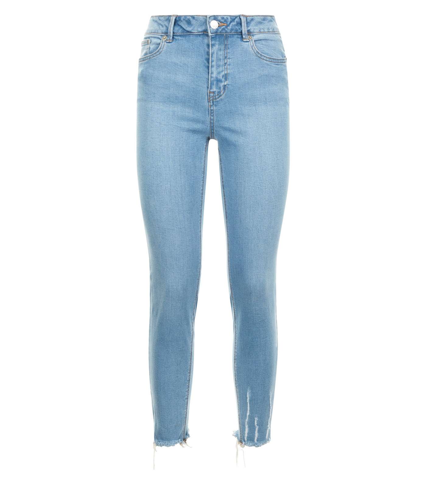 Pale Blue Distressed Hem Skinny Jenna Jeans Image 4
