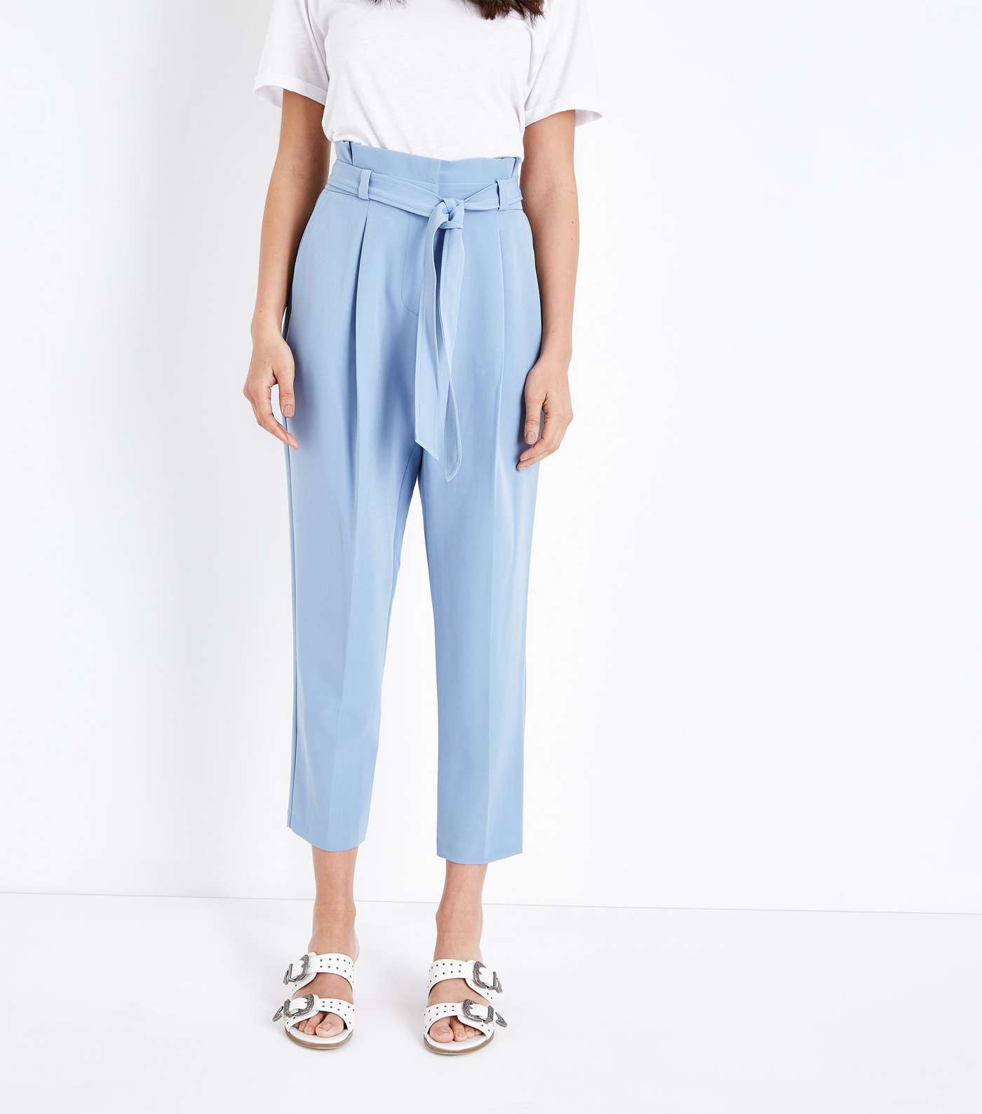 Pale Blue Paperbag Trousers Image 2