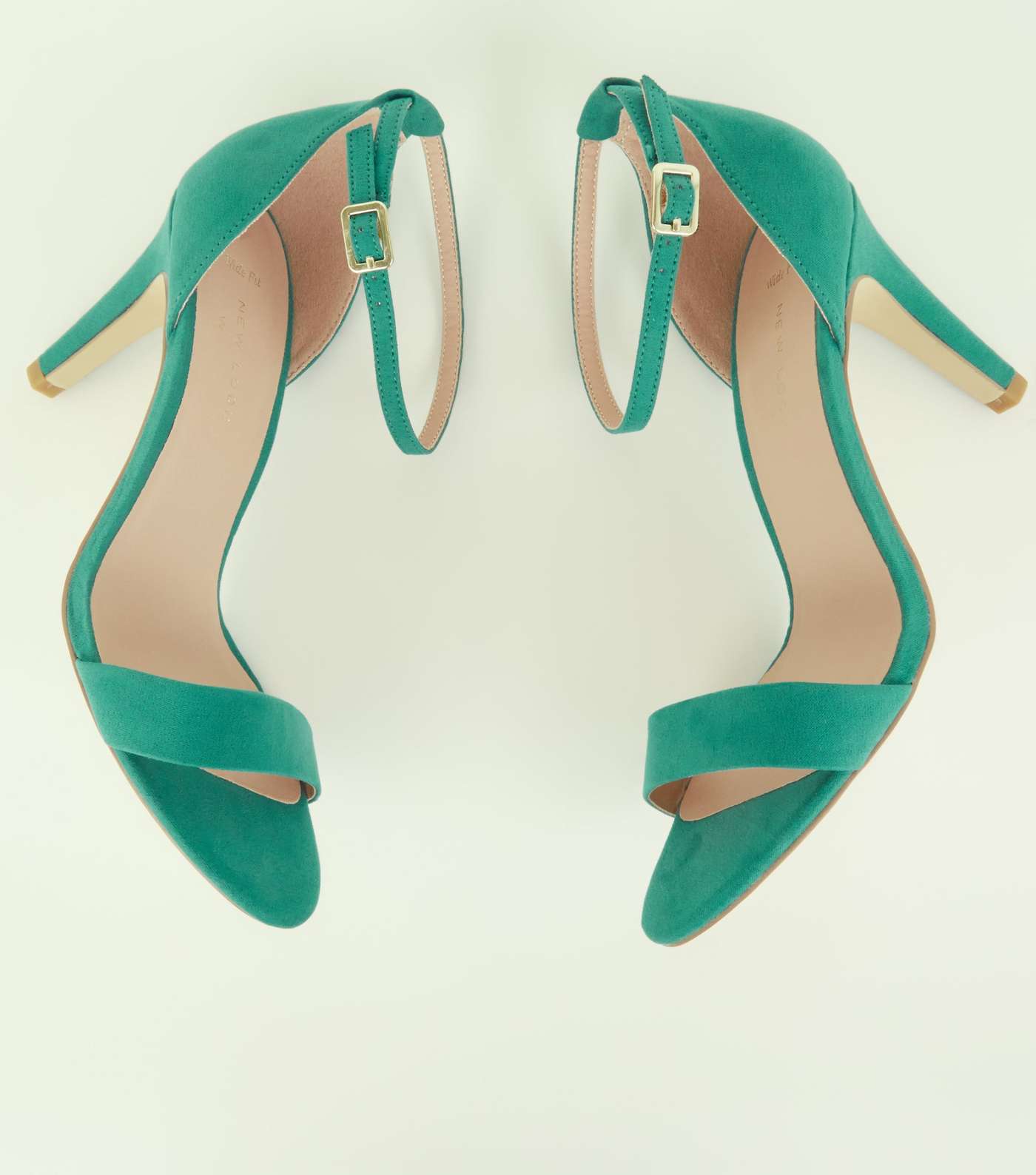 Wide Fit Green Suedette Ankle Strap Heels Image 3