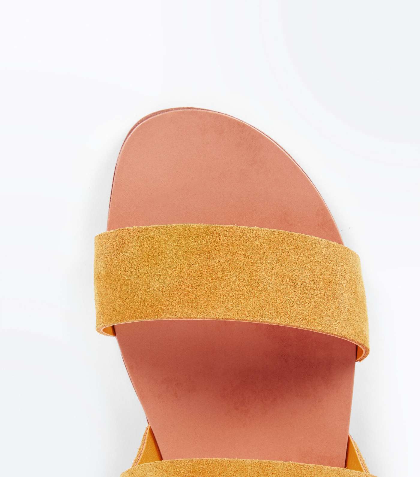 Wide Fit Mustard Suede Double Strap Sandals Image 3