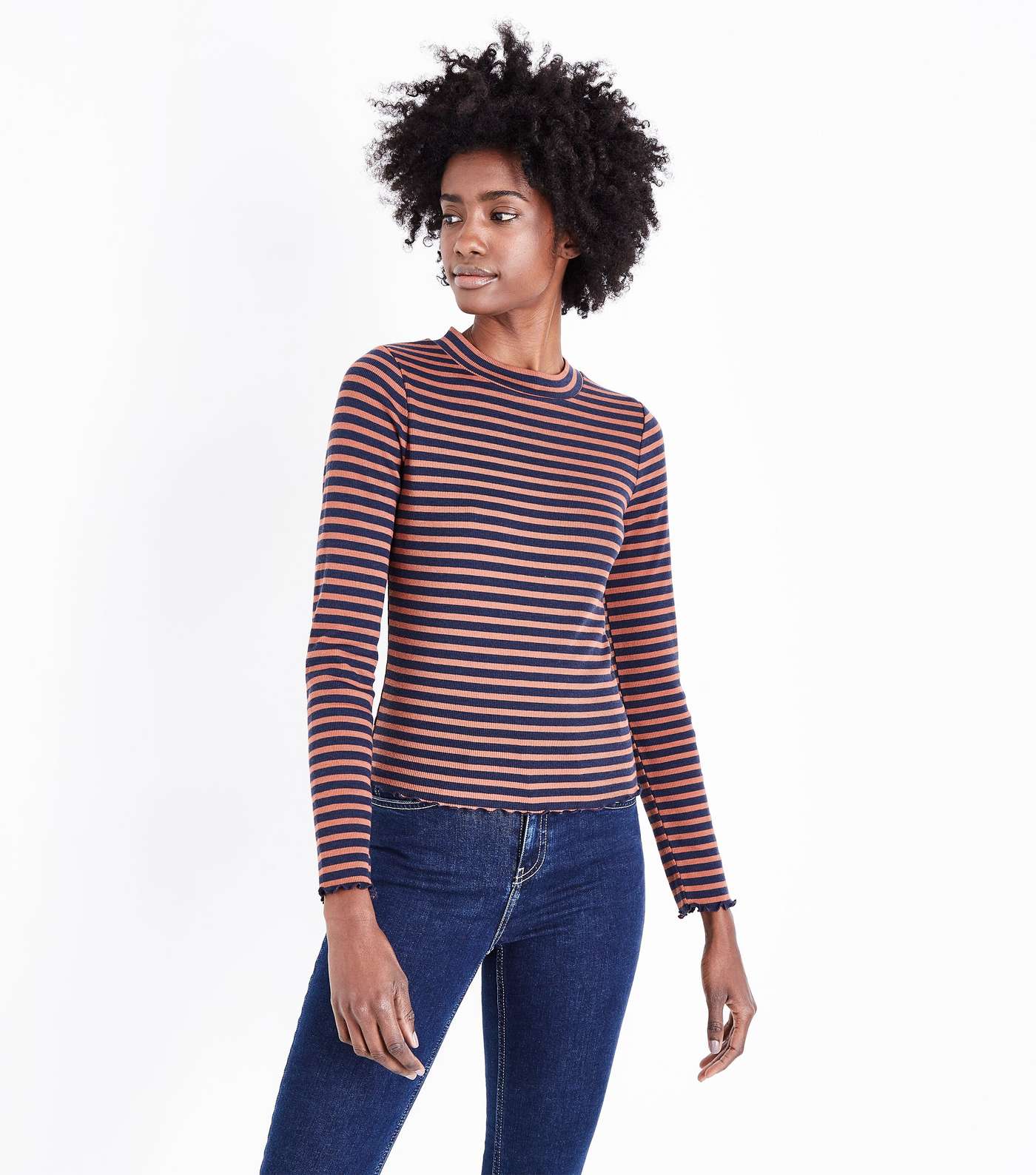 Rust Stripe Long Sleeve Ribbed T-Shirt