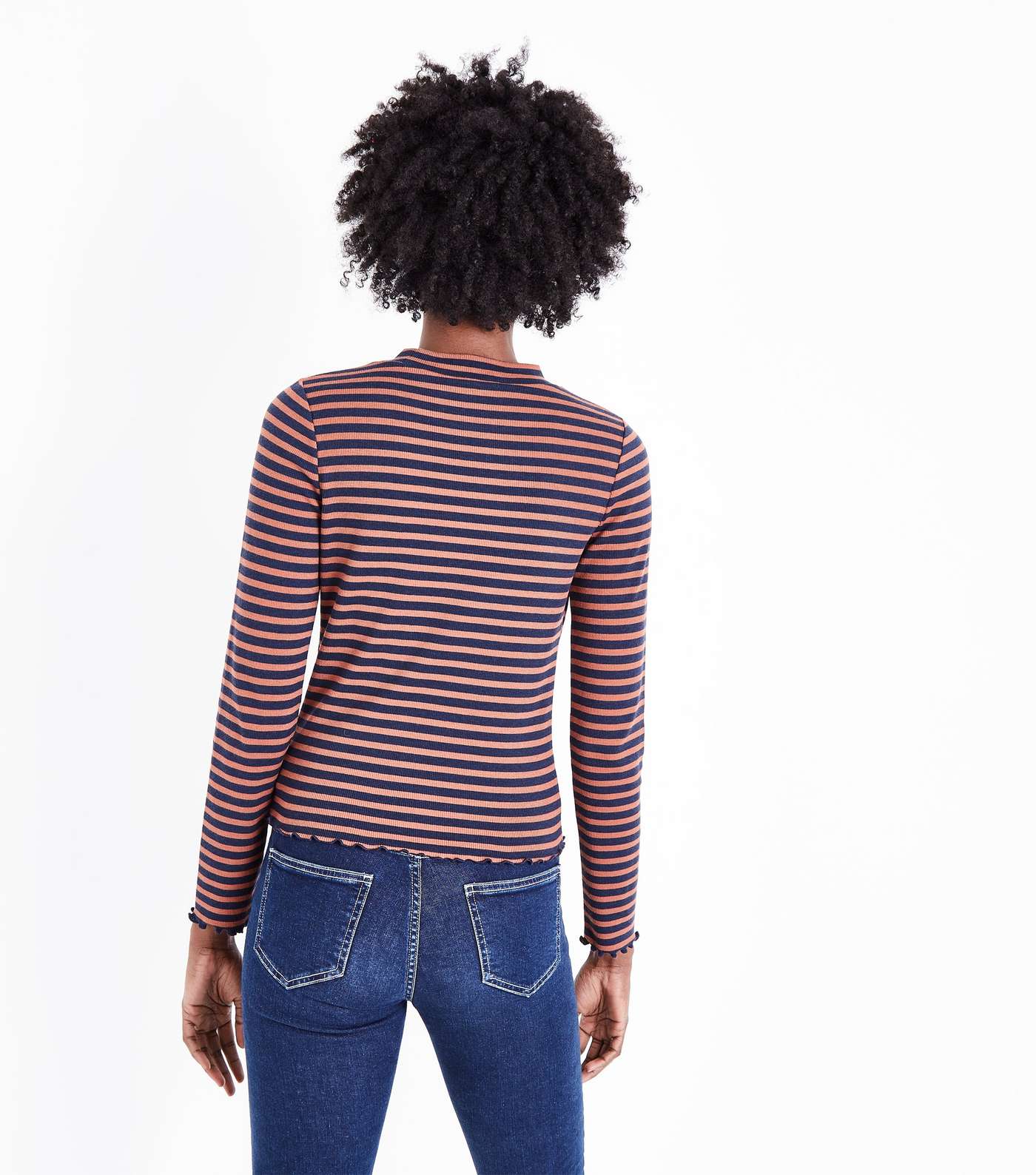 Rust Stripe Long Sleeve Ribbed T-Shirt Image 3