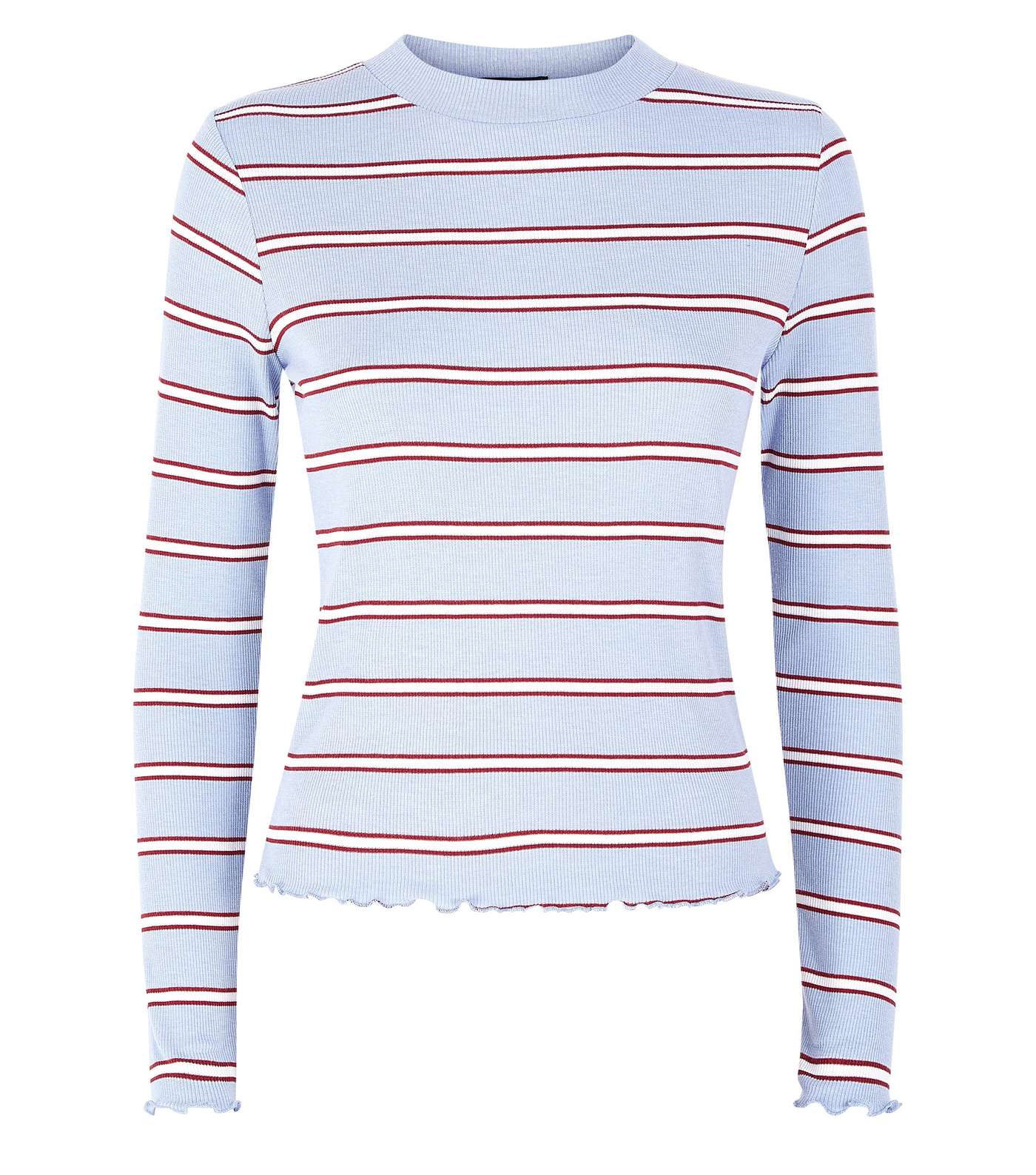 Blue Stripe Long Sleeve Ribbed T-Shirt Image 4