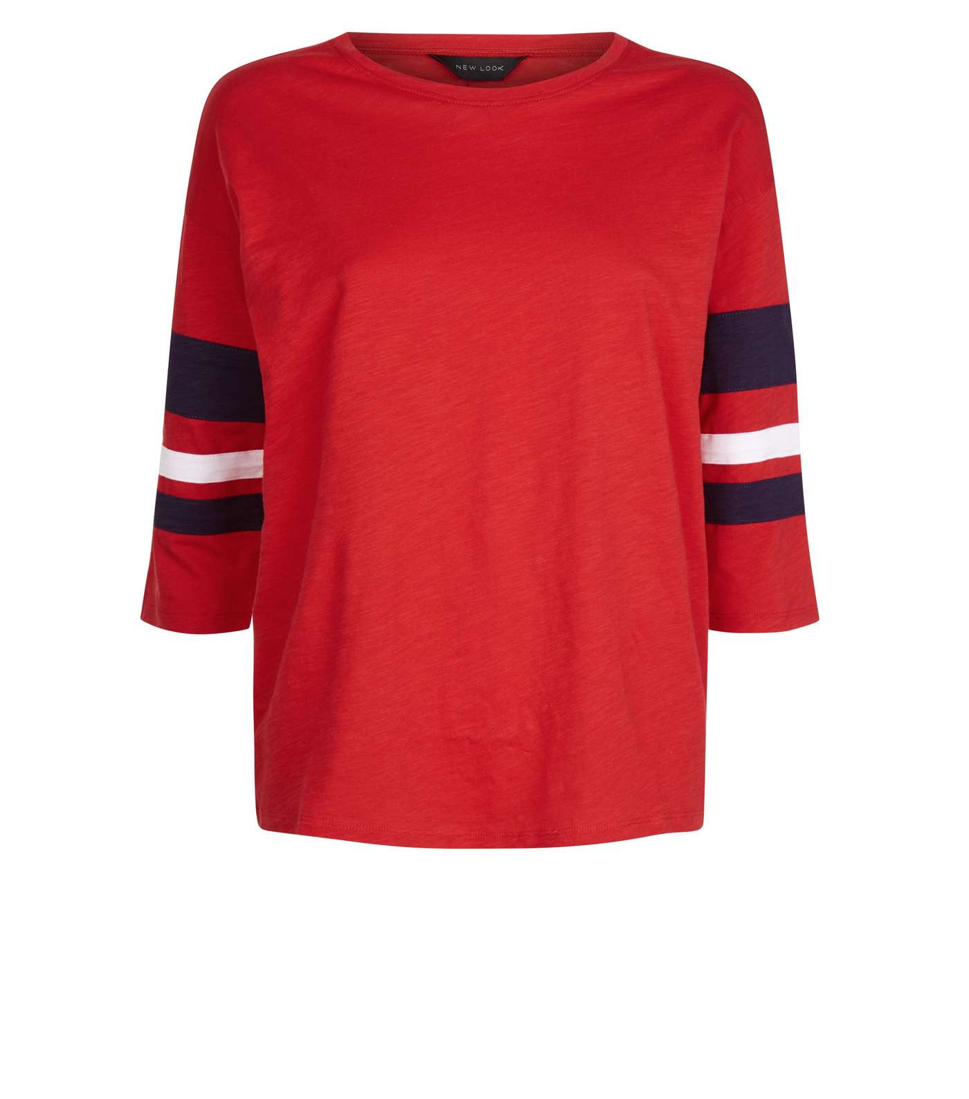 Red Slouchy Stripe Sleeve T-Shirt Image 4