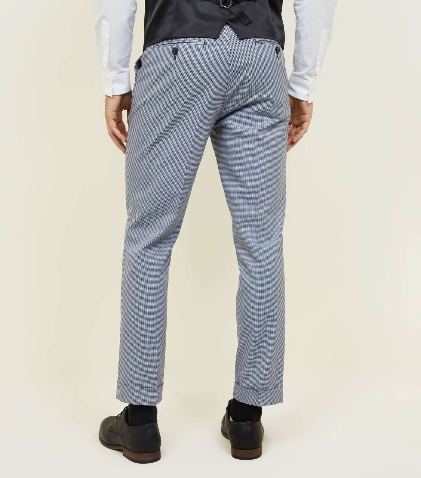 Grey Herringbone Skinny Cropped Suit Trousers Image 3