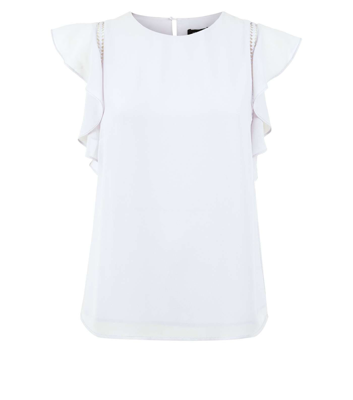 Pale Grey Cut Out Frill Sleeve Top Image 4