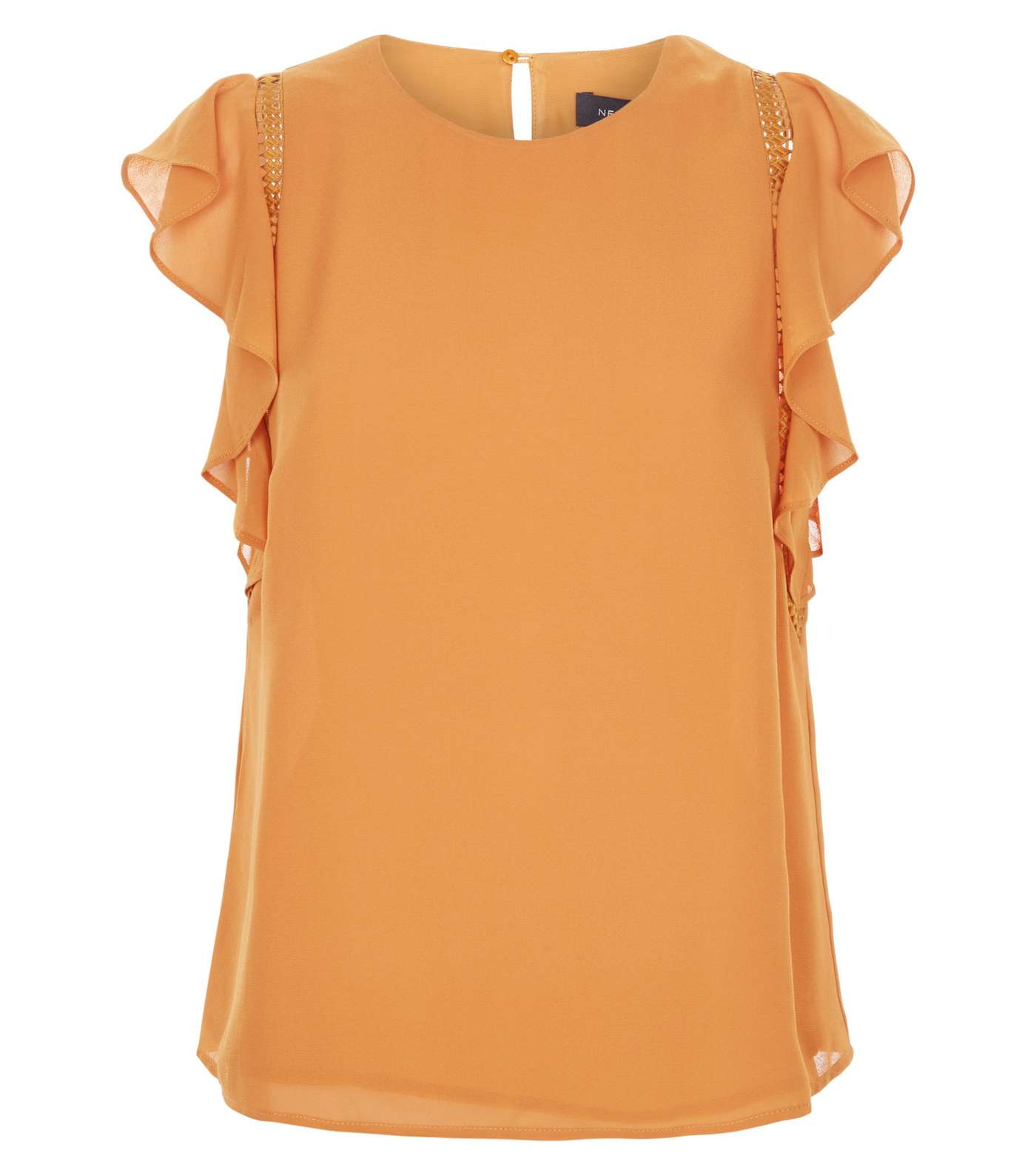 Yellow Cut Out Frill Sleeve Top Image 4