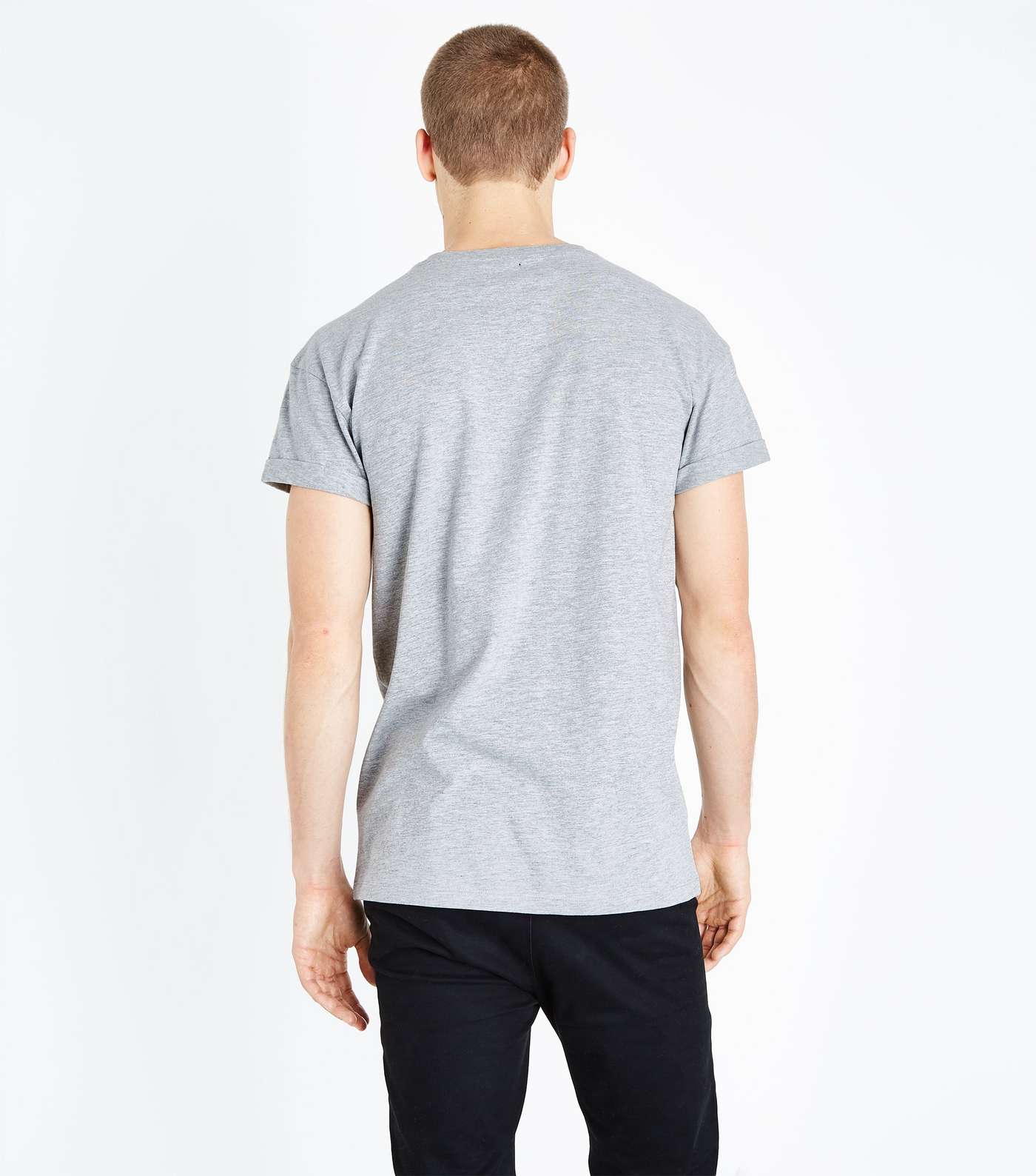 Grey Marl Rolled Sleeve T-Shirt Image 3