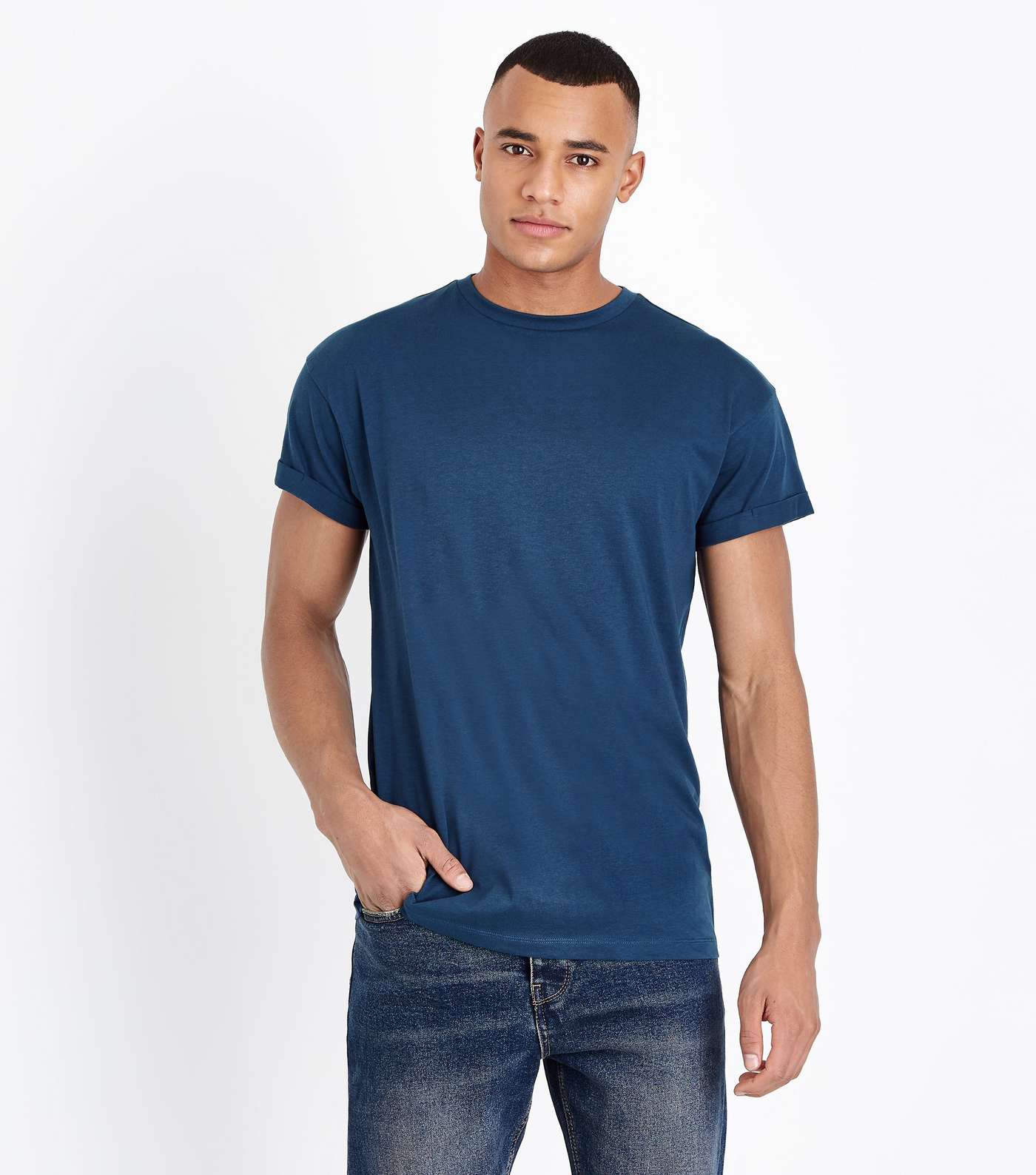 Navy Rolled Sleeve T-Shirt