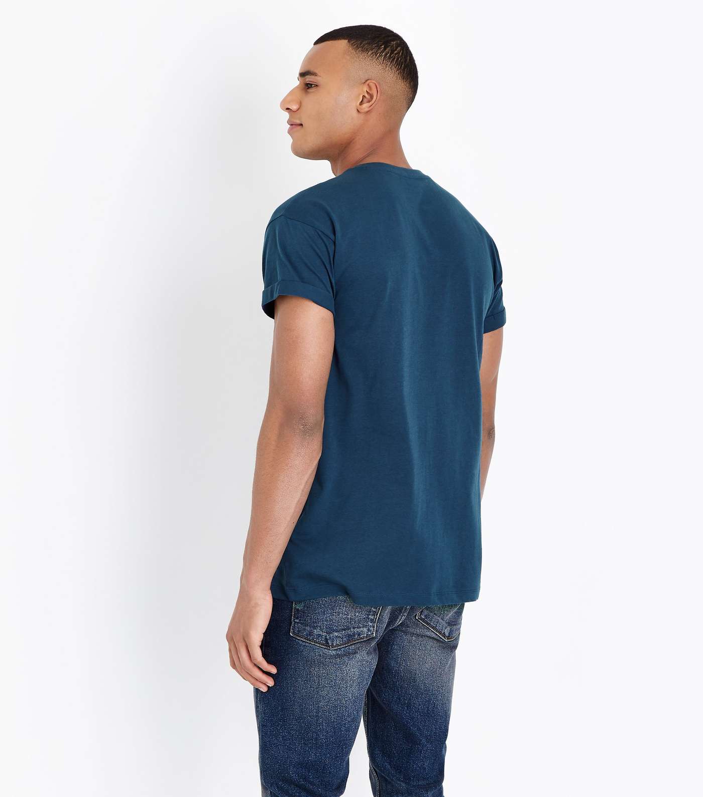 Navy Rolled Sleeve T-Shirt Image 3