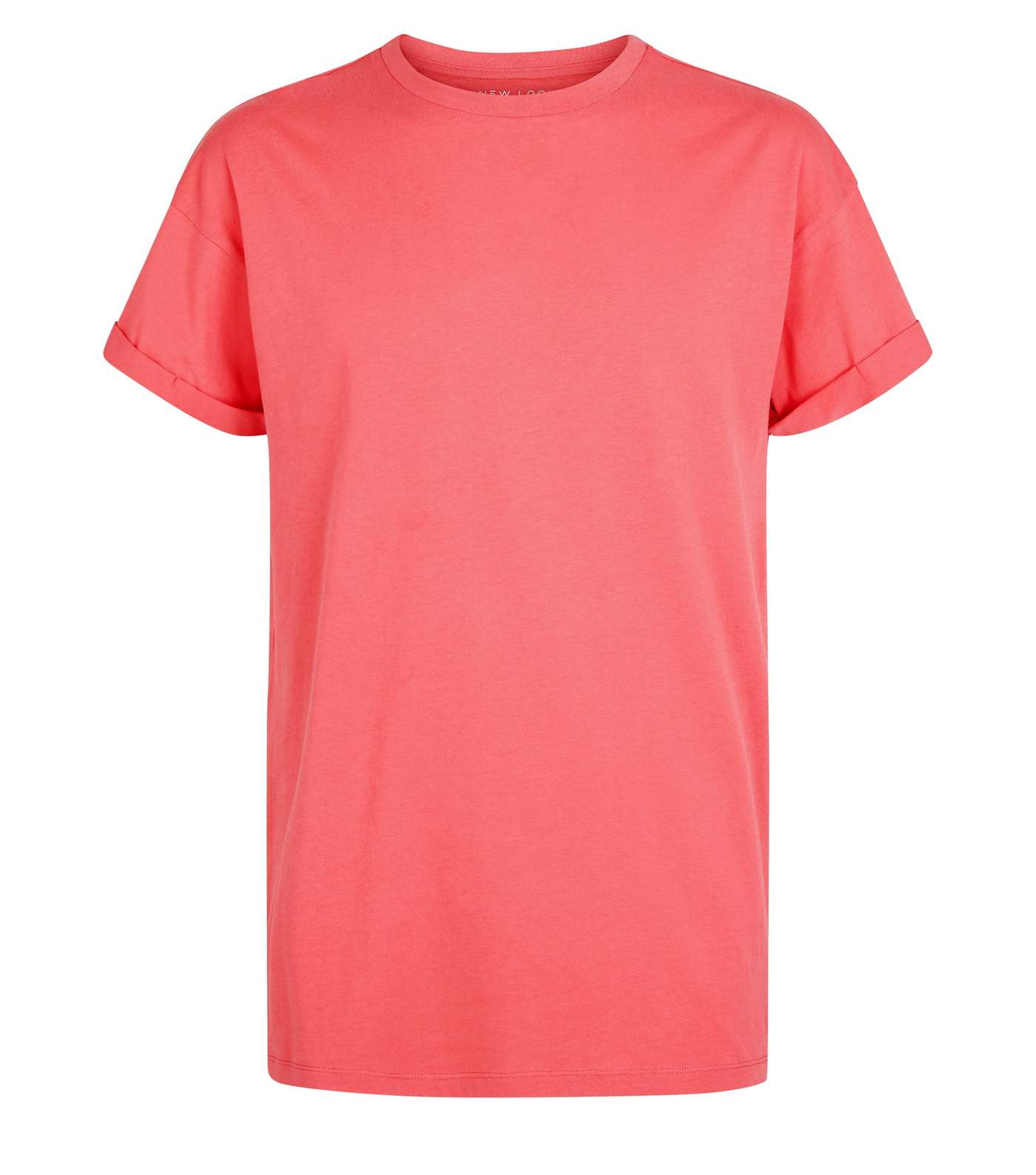 Bright Pink Rolled Sleeve T-Shirt Image 4
