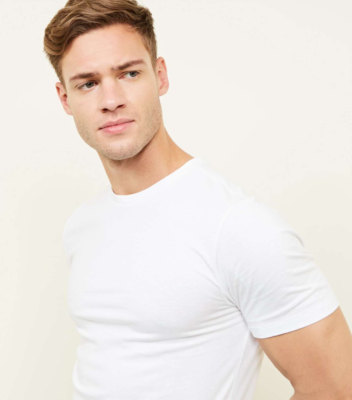 White Short Sleeve Muscle Fit T-Shirt Image 5