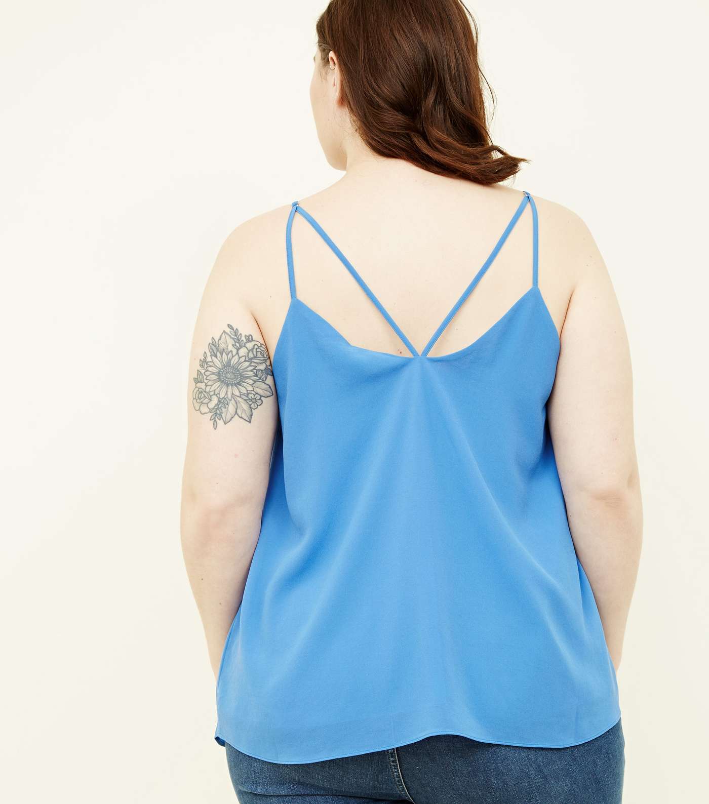 Curves Pale Blue Strappy Back Cami Image 3