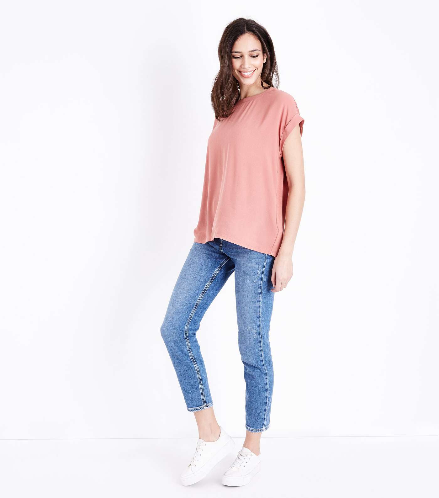 Pink Woven Jersey T-Shirt  Image 2
