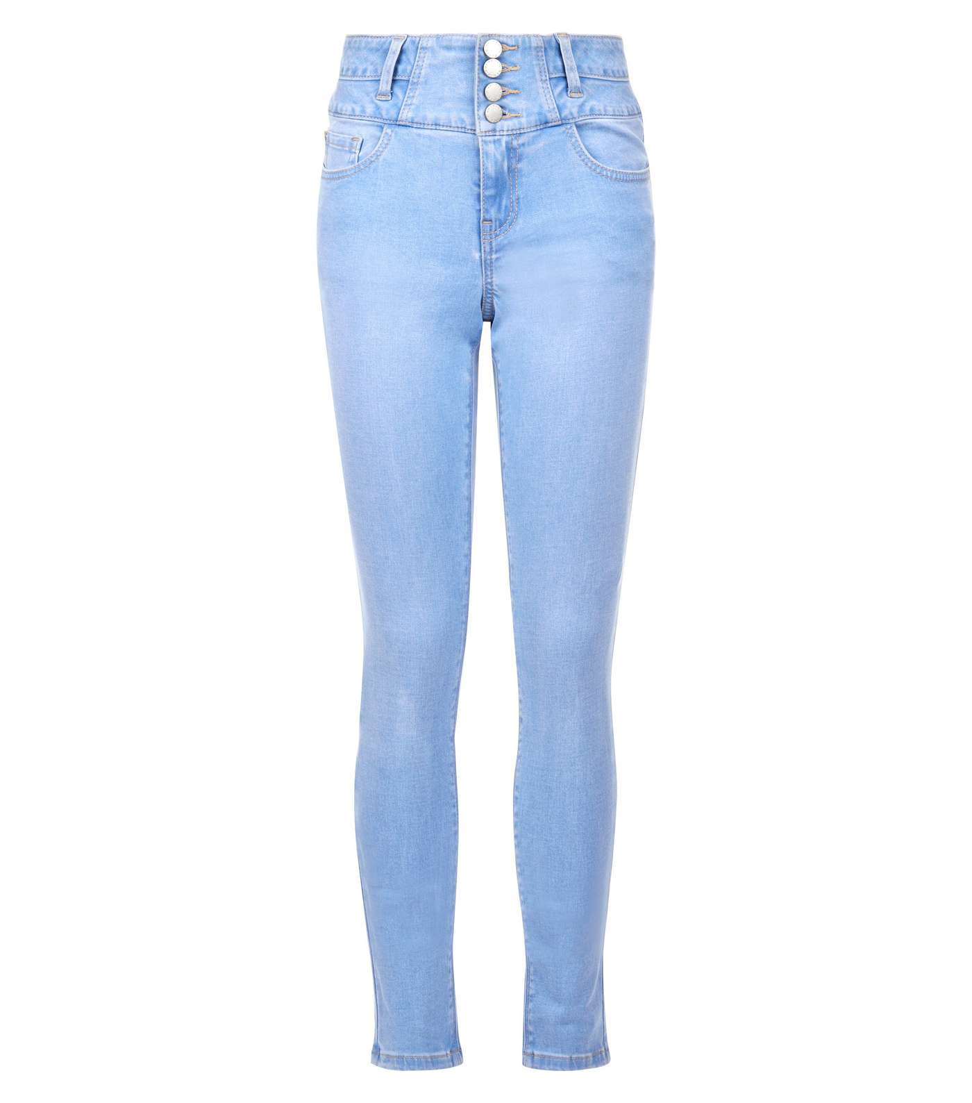 Girls Pale Blue High Waist Skinny Jeans  Image 4