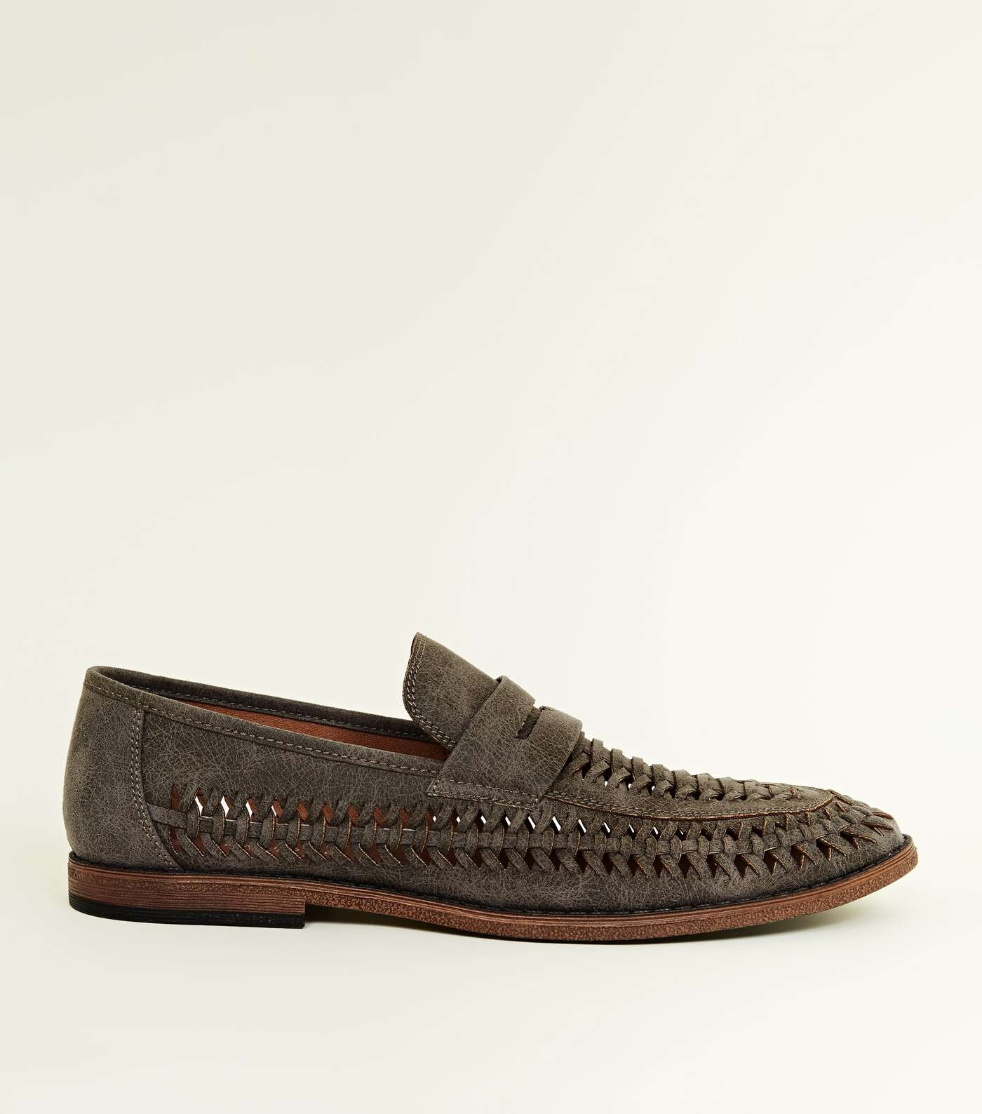 Dark Grey Woven Loafers