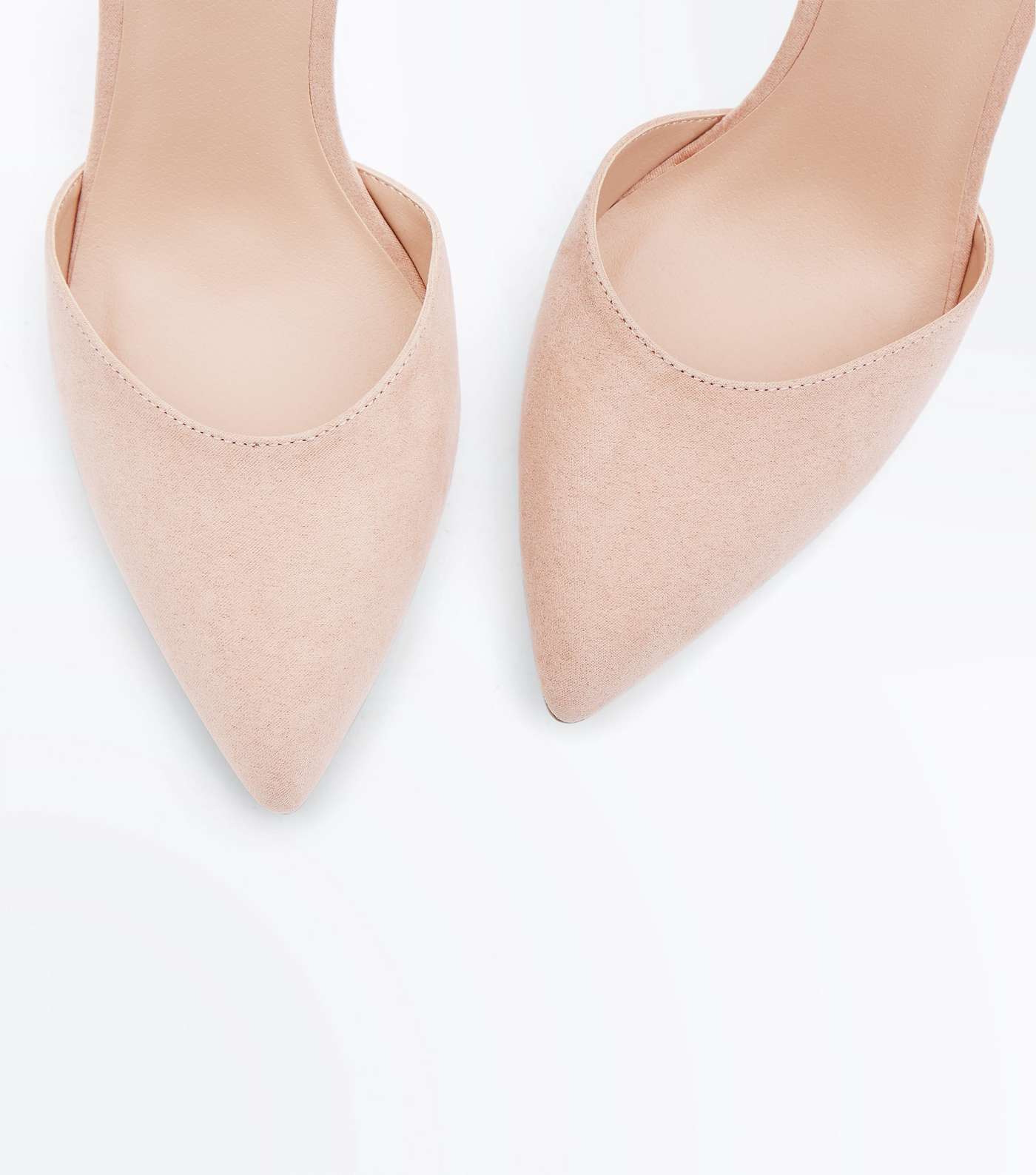Nude Suedette Ankle Strap Pointed Courts Image 4