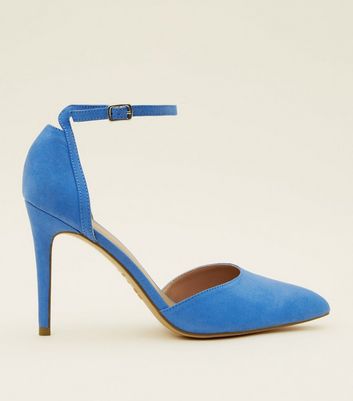 blue pointed court shoes