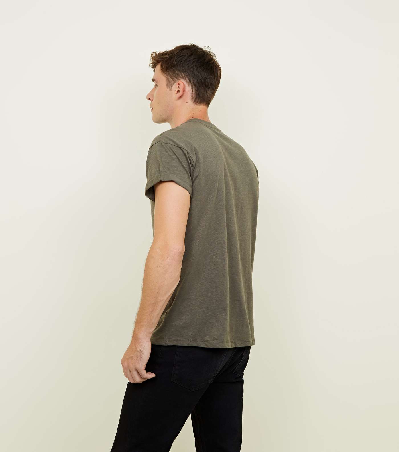 Khaki Rolled Sleeve T-Shirt Image 3