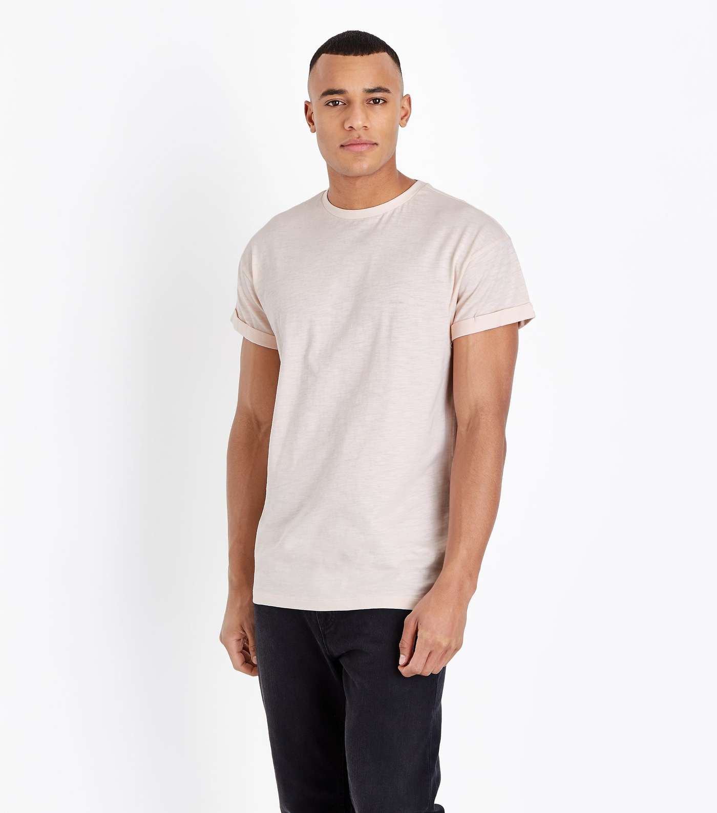 Pale Pink Rolled Sleeve T-Shirt