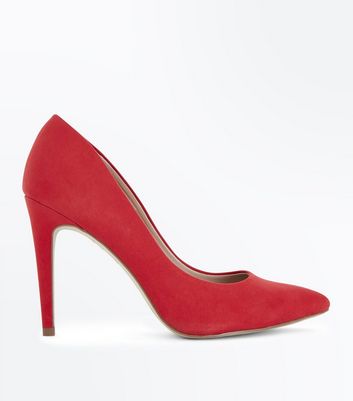 red pointed court shoes