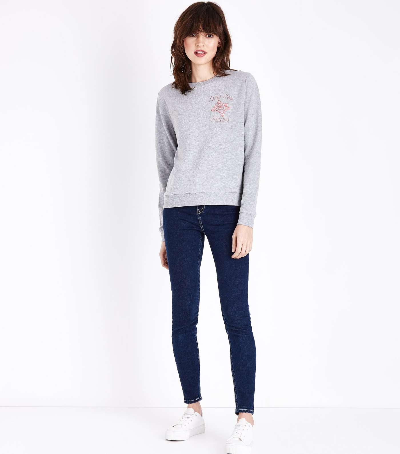 Grey Marl Rose Side Sweatshirt Image 2