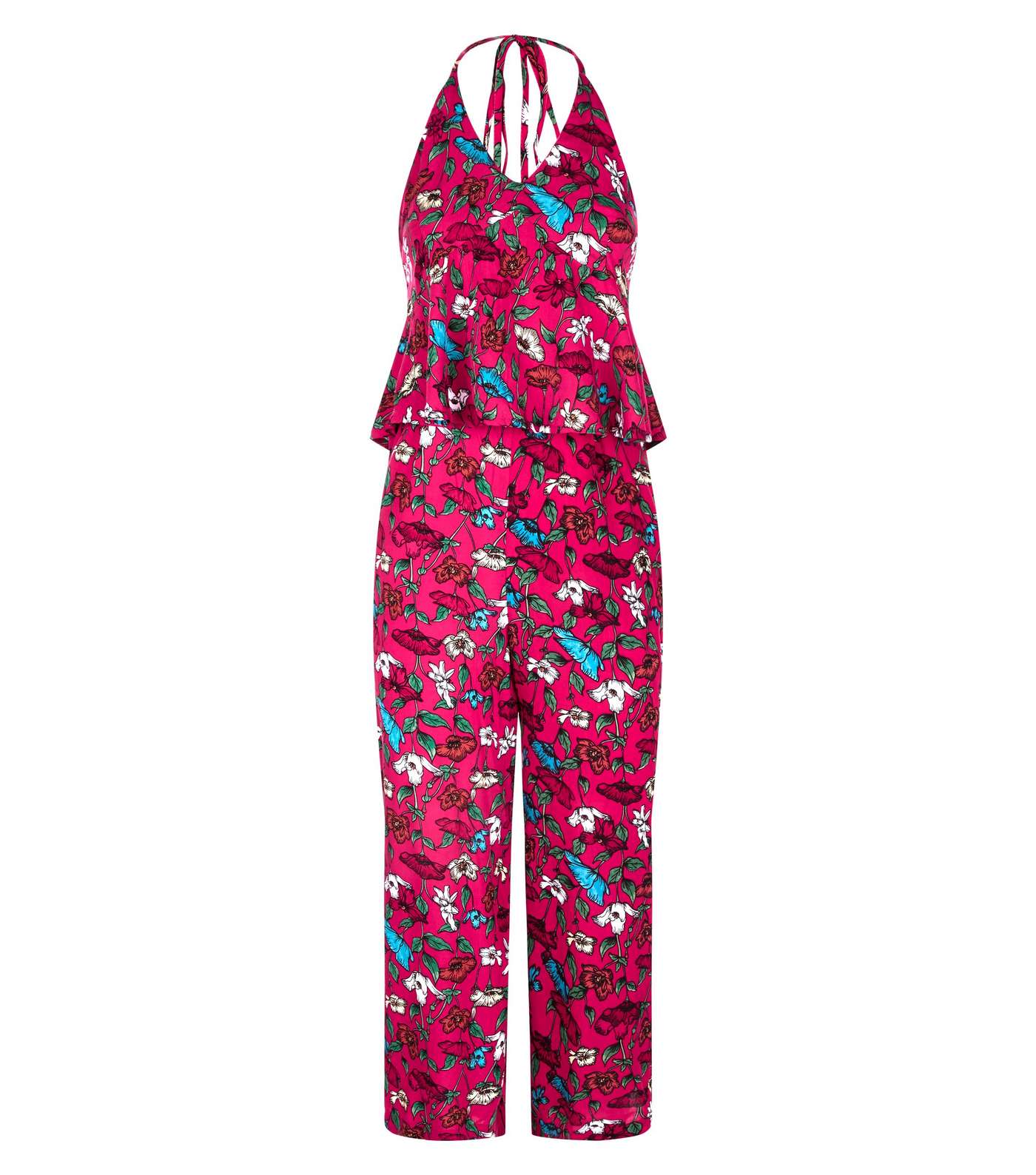 Blue Vanilla Red Floral Frill Jumpsuit Image 3