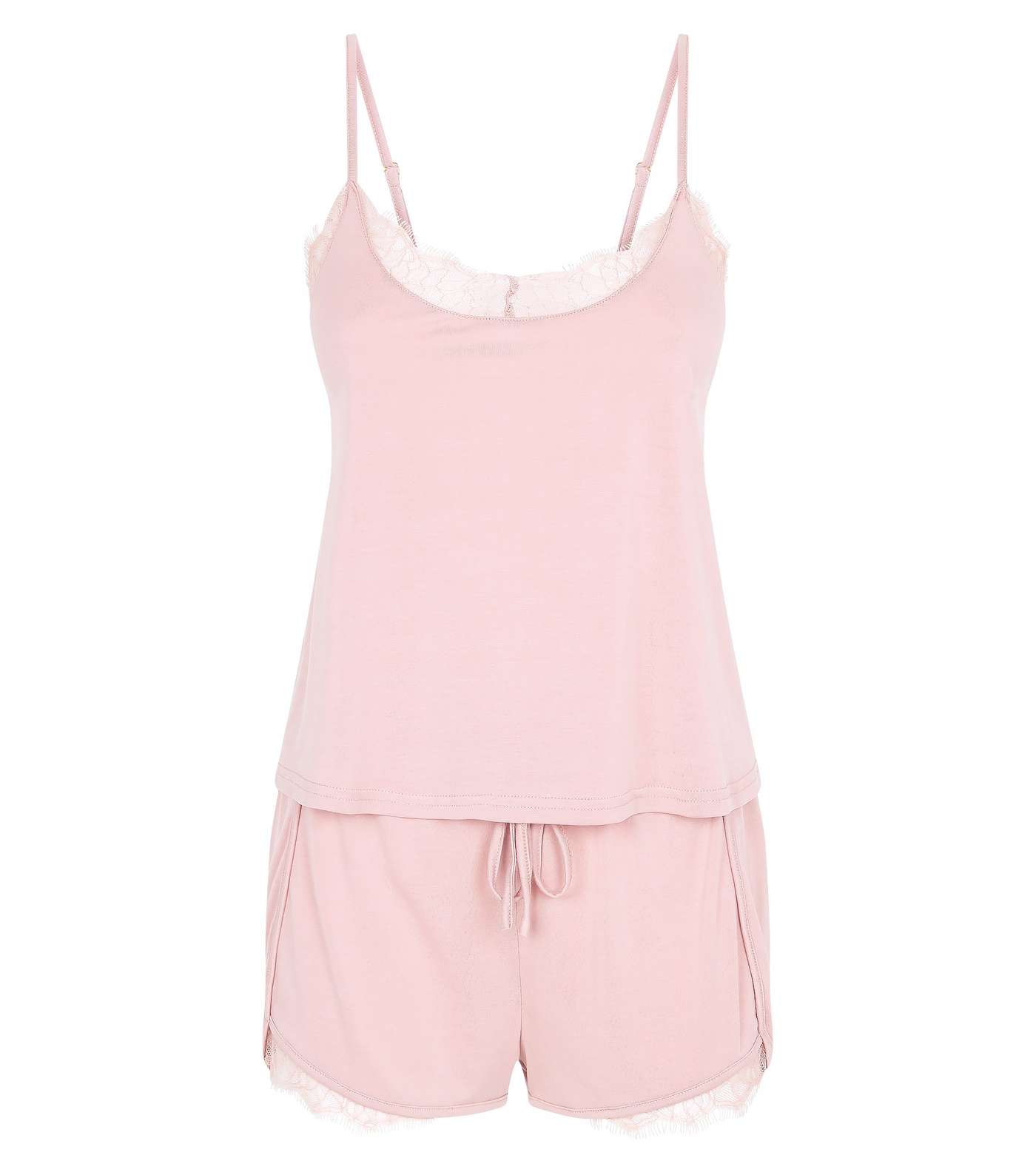 Mid Pink Lace Trim Pyjama Set  Image 3
