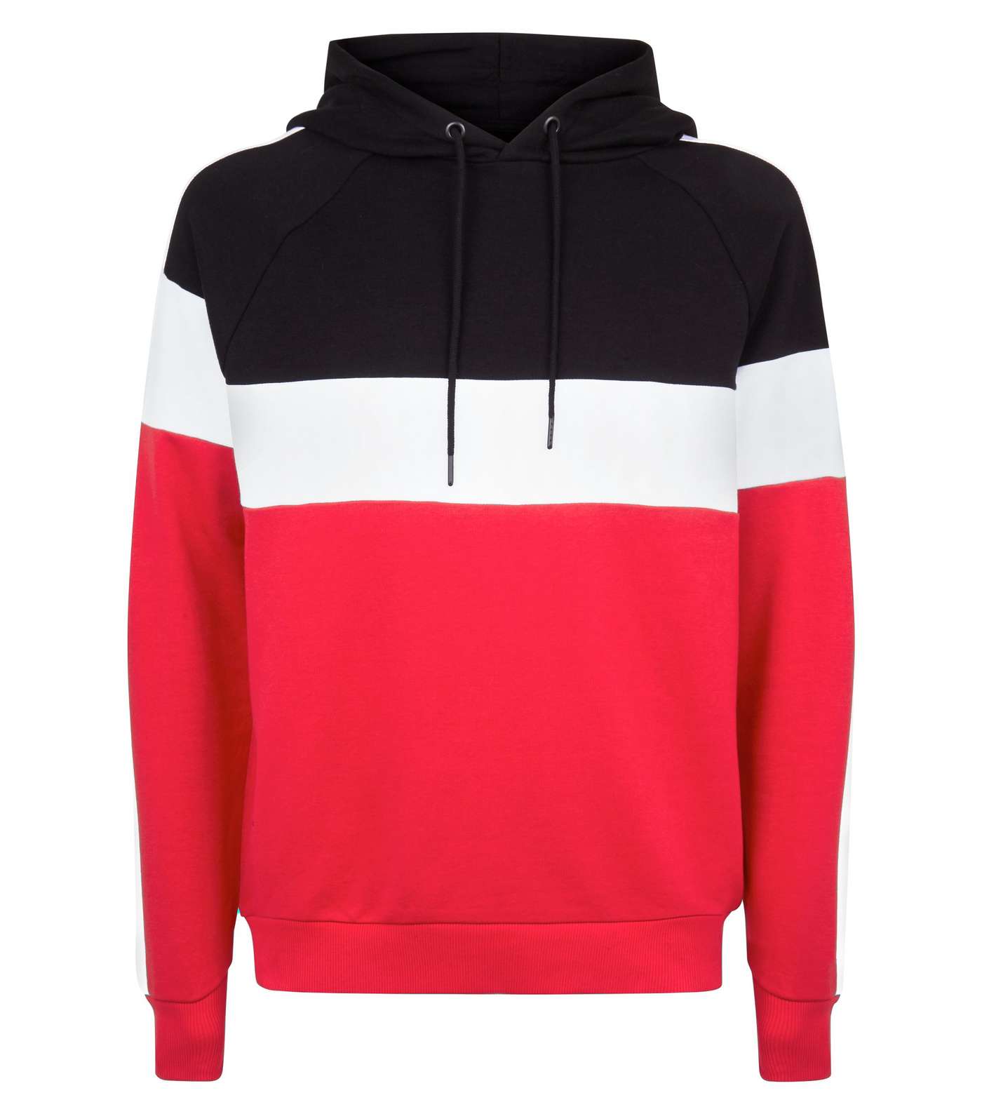 Red Colour Block Stripe Hooded Sweatshirt Image 4