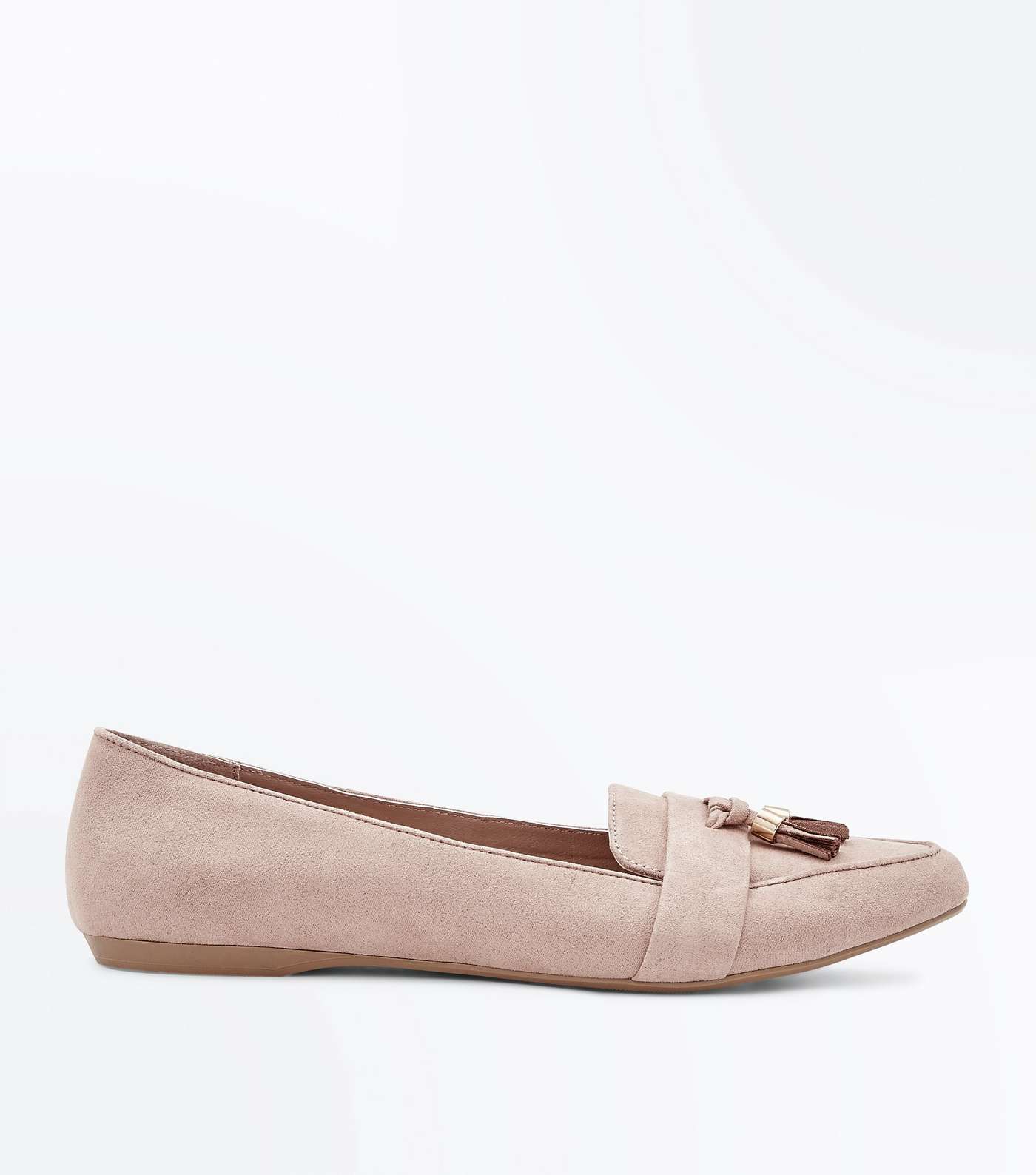 Wide Fit Nude Suedette Tassel Pointed Loafers