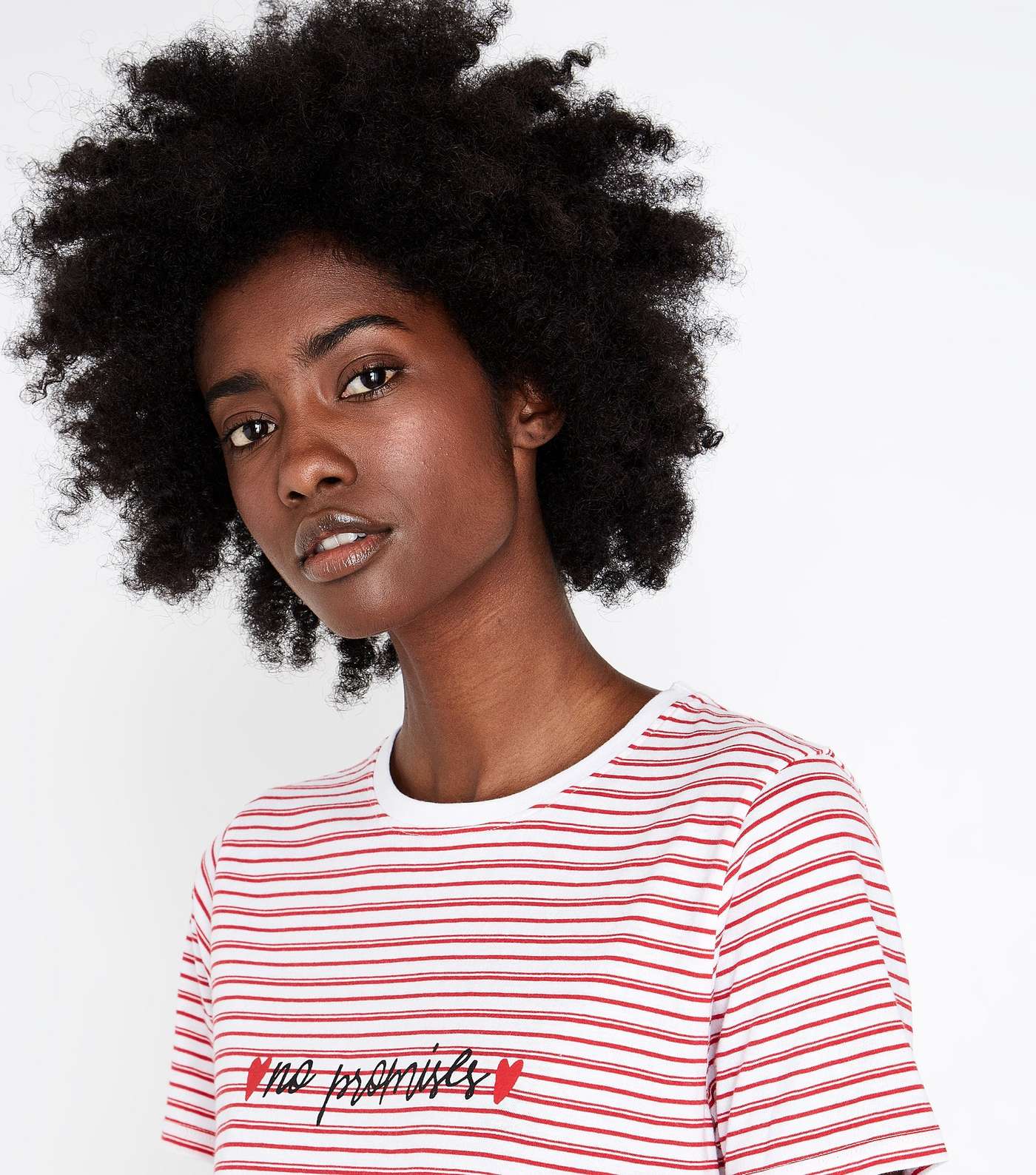 Red Stripe No Promises Embroidered T-Shirt Image 5