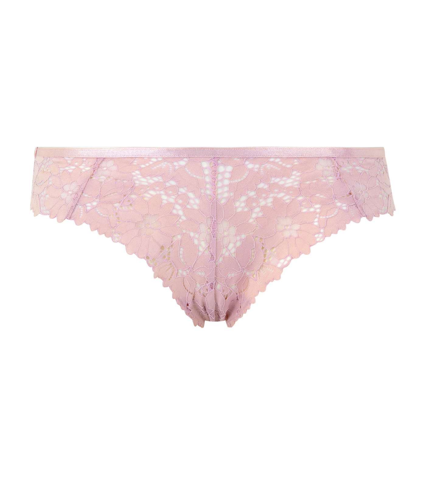Pink Lace Mesh Trim Thong Image 2
