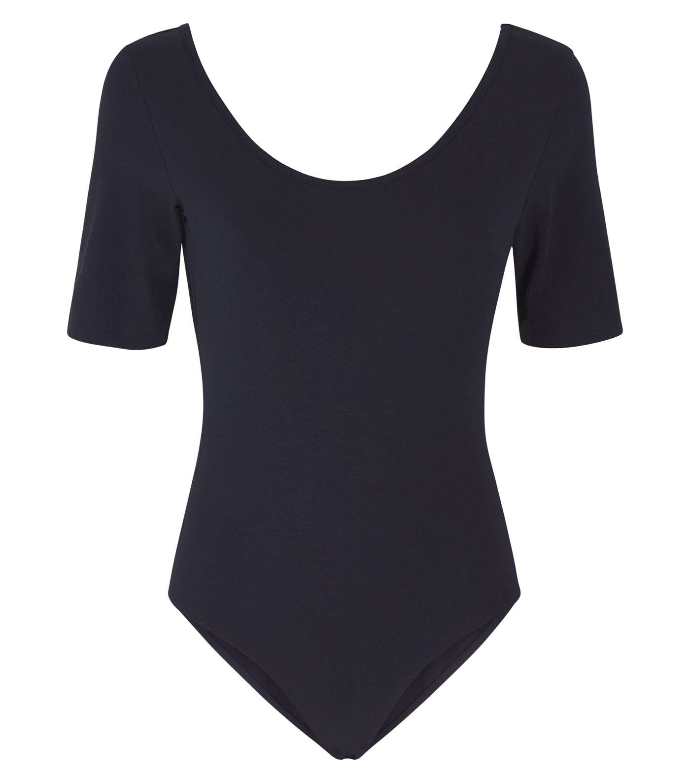 Black Scoop Back 1/2 Sleeve Bodysuit Image 4