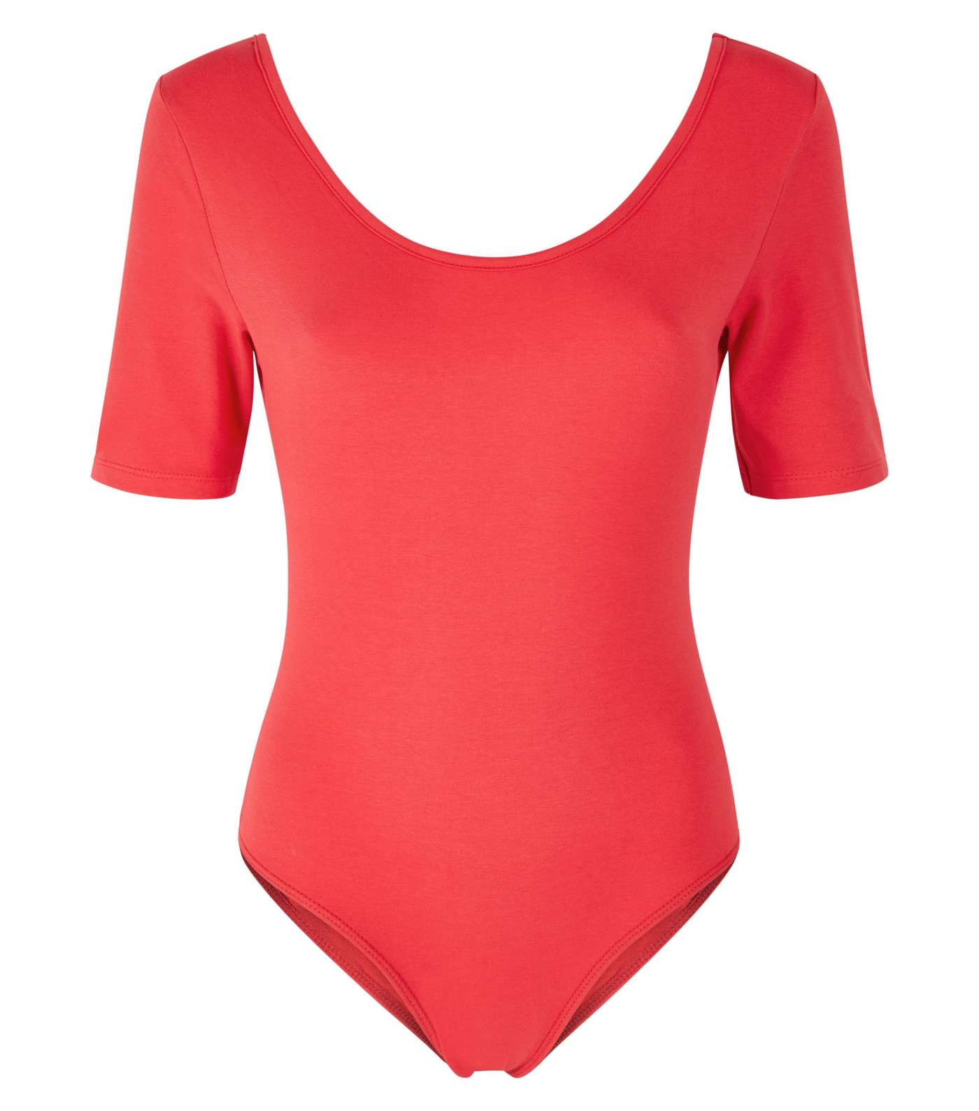 Red Scoop Neck 1/2 Sleeve Bodysuit Image 4