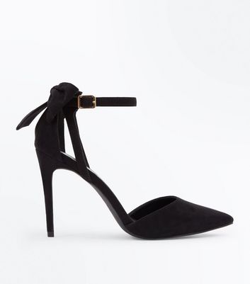black court shoes with bow