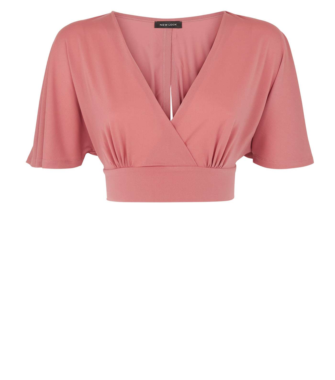 Pink Cape Sleeve Wrap Front Crop Top Image 4