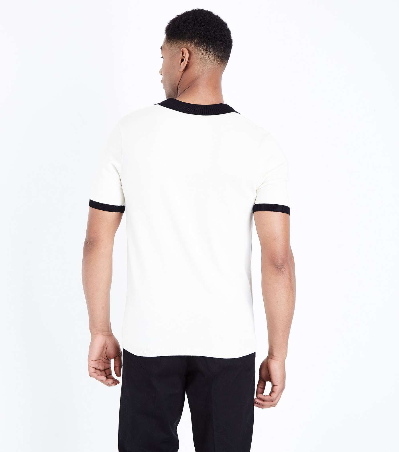 Off White Revere Collar Knit Polo Shirt Image 3