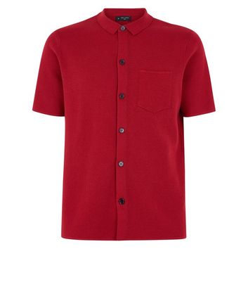 red long sleeve button down polo shirt