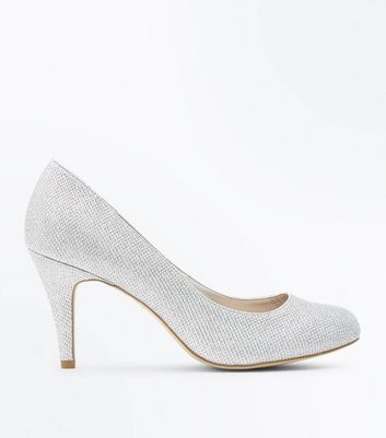 Silver Glitter Wedding Court Shoes 