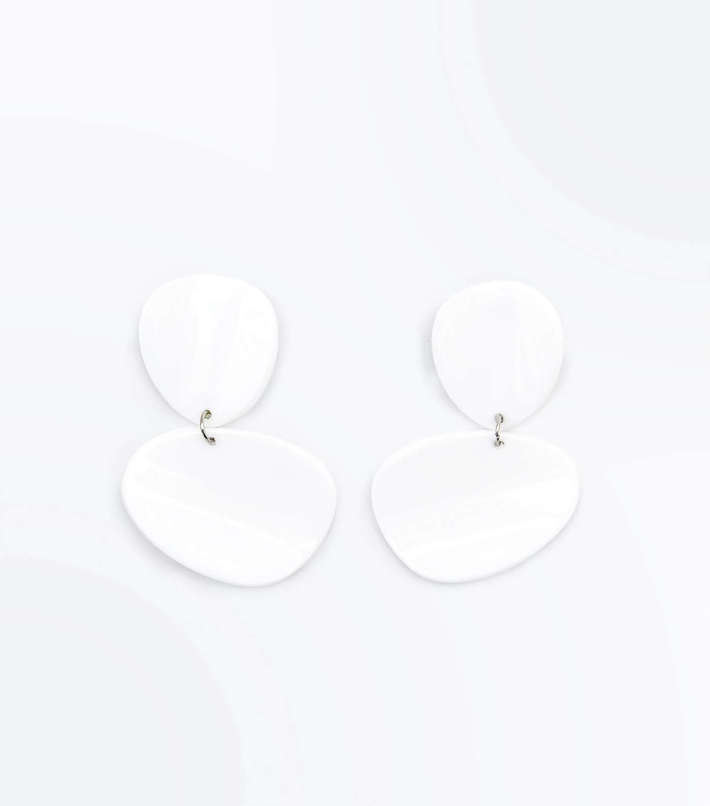 White Pebble Drop Earrings 