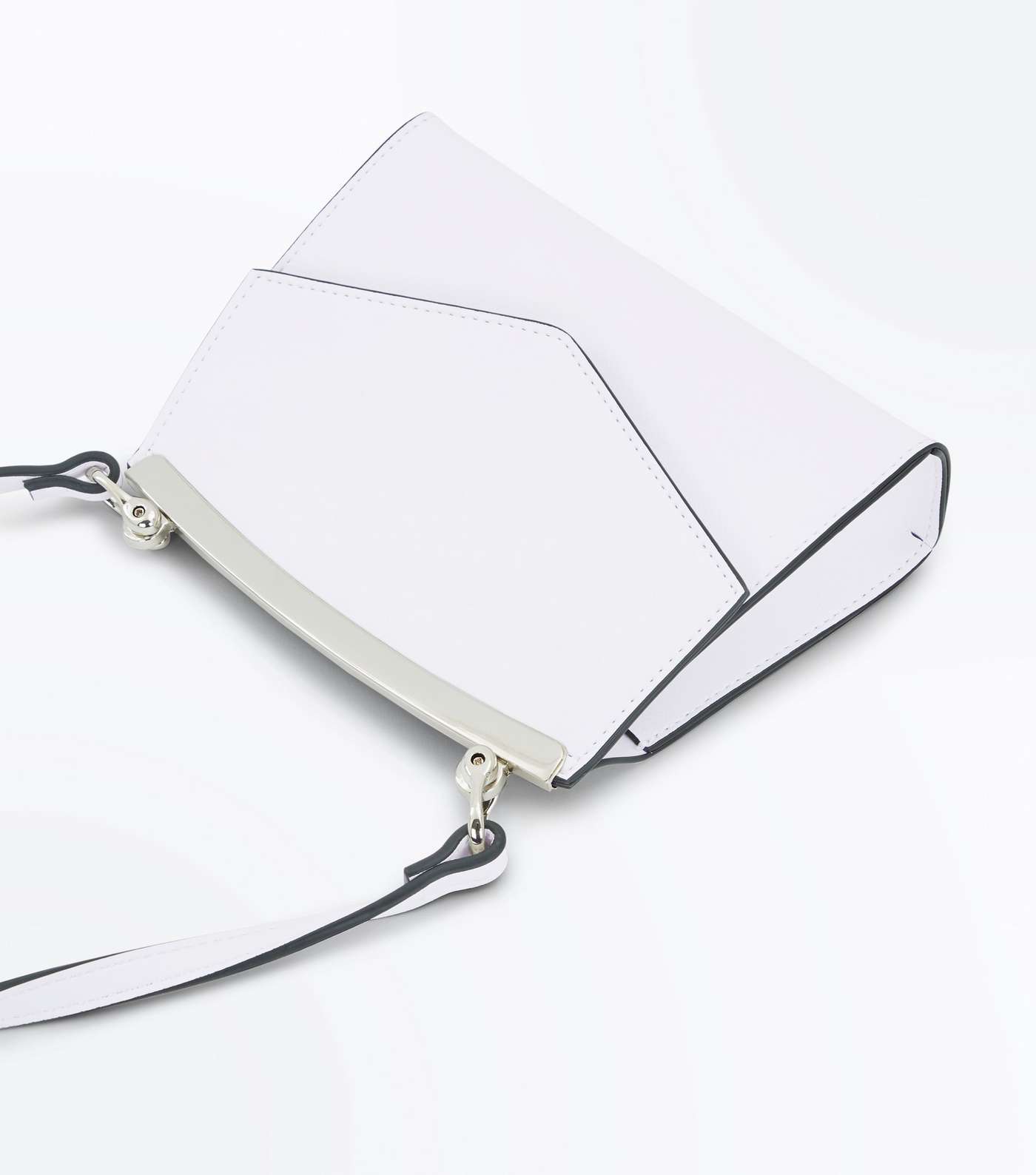 White Metal Trim Cross Body Bag Image 4